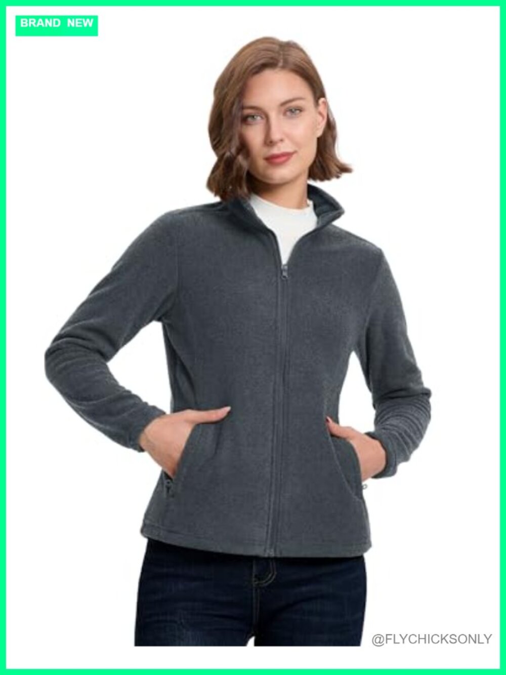 Women's Polar Fleece Zip Up Lightweight Hiking Jacket